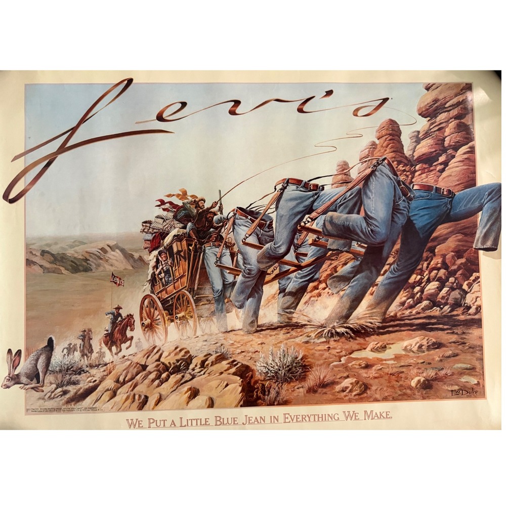 Vintage 1979 Levis Poster Bill Duke Blue Jean Everything We Make Western 23x30